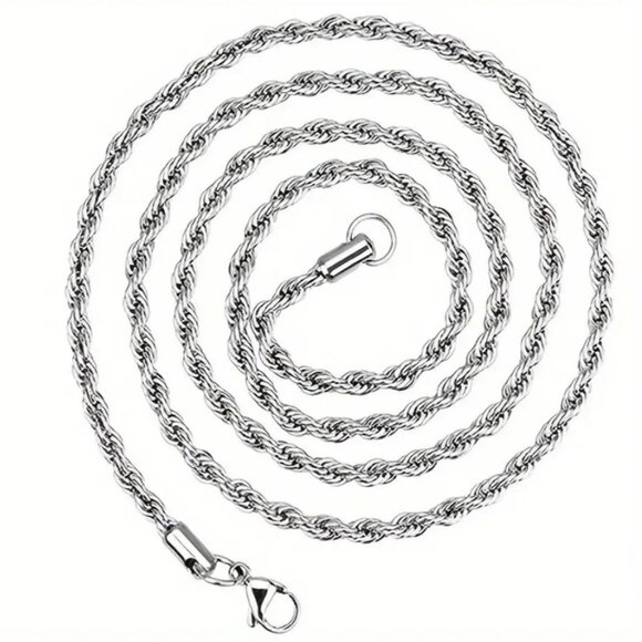 Twisted Titanium Steel Necklace - Fashion Jewelry Accessory - 1 Size Available - Picture 4 of 4